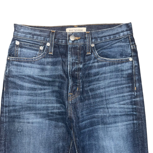 Madewell Rivet & Thread Jeans Size 24 Blue Cropped frayed ankle Denim - Picture 7 of 9